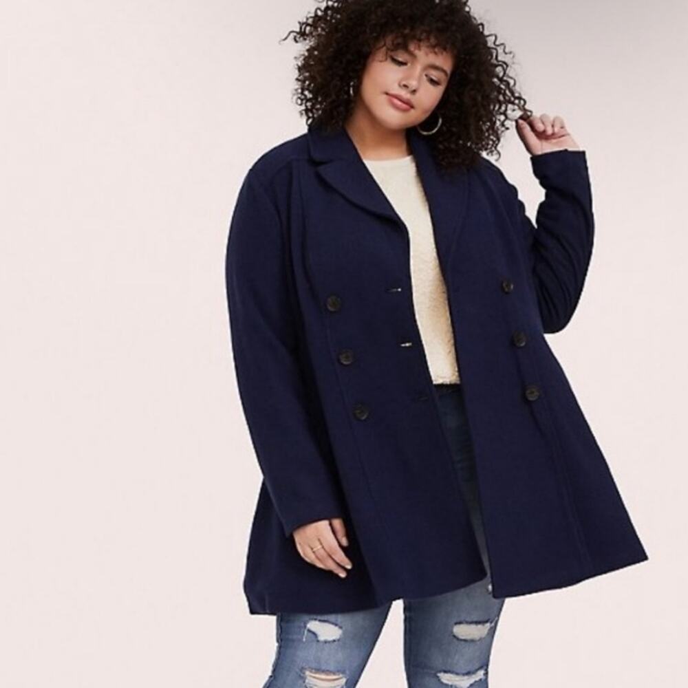 Torrid navy double breasted swing wool Pea coat